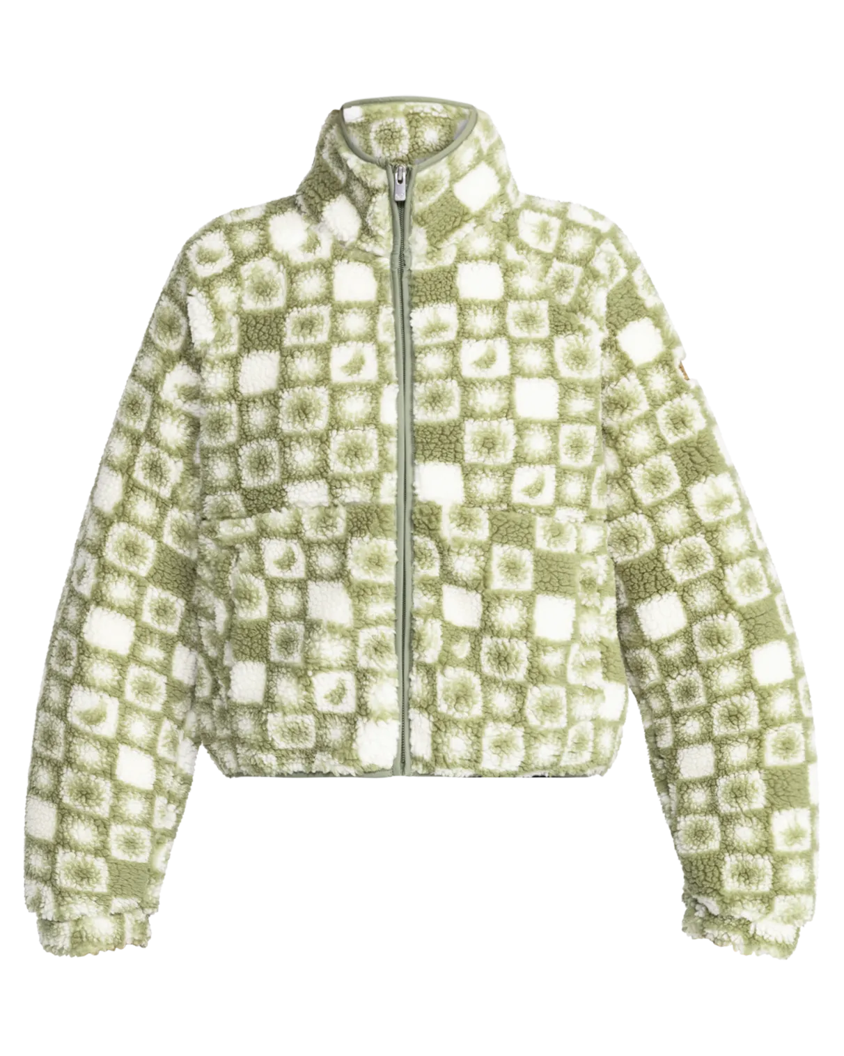 Blurry Cloud Zip Fleece Jacket in Oil Green