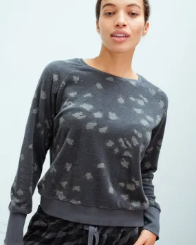 JU Leopard terry sweat in charcoal